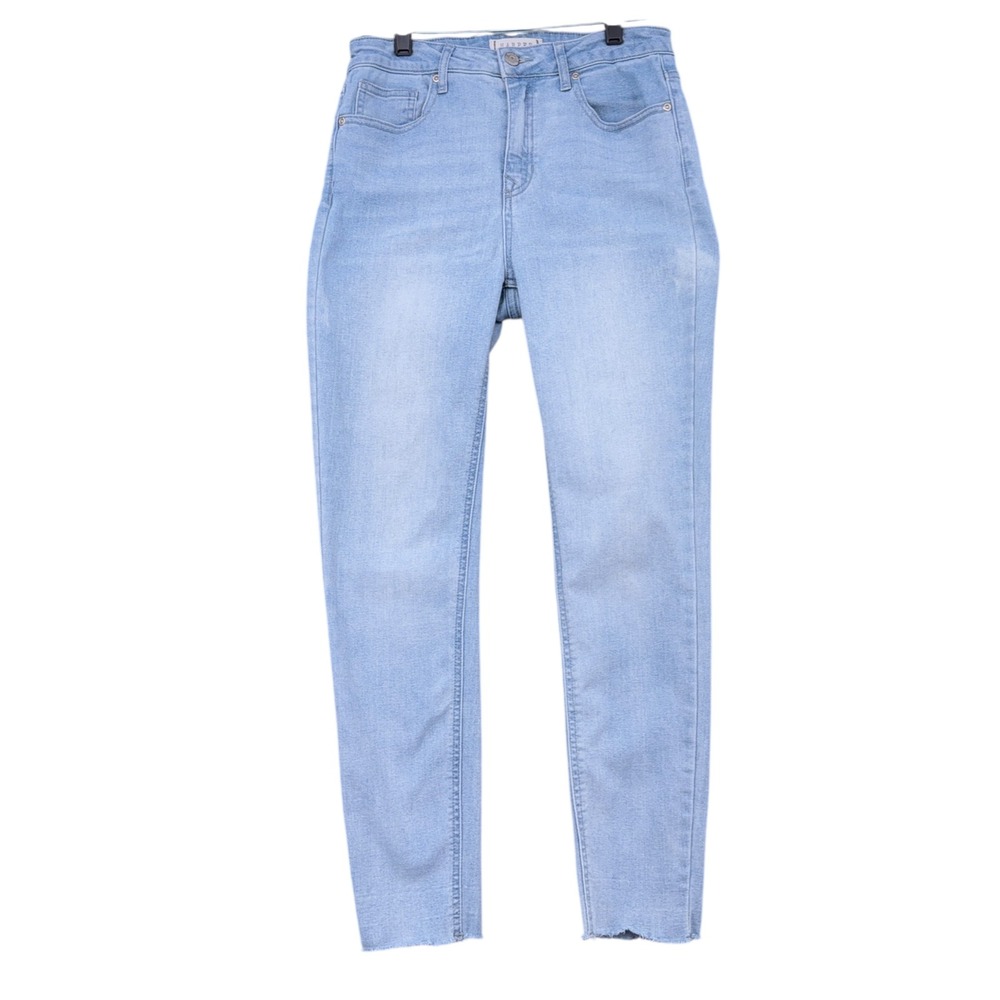Harper Heritage High Rise Skinny Jeans Light Wash Distressed Frayed Hem Size 27‎